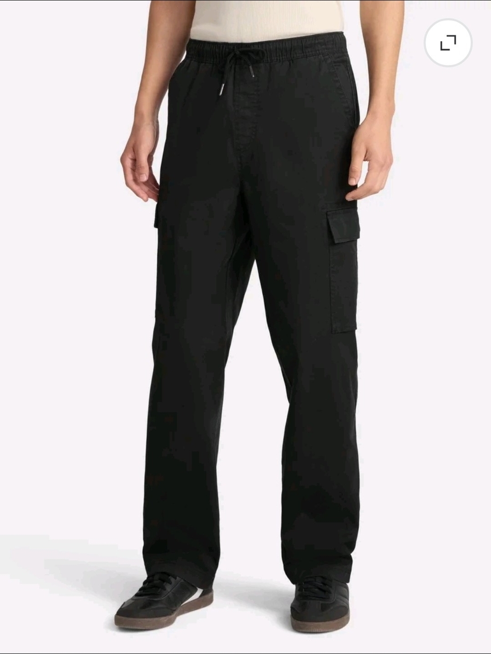 No Boundaries NEW Men's Black Cargo Pants Drawstring Elastic Waist 3XL (48-50)